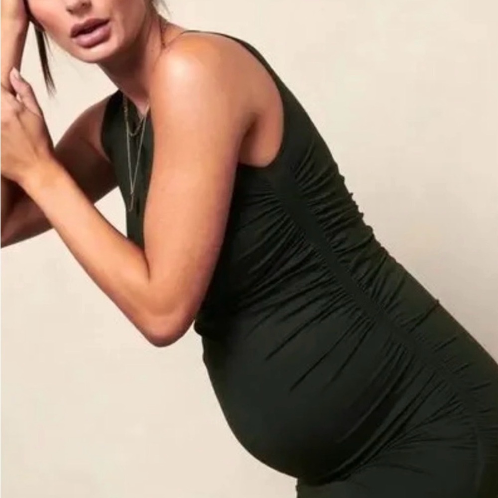 BLANQI olive green Ruched Mini Dress